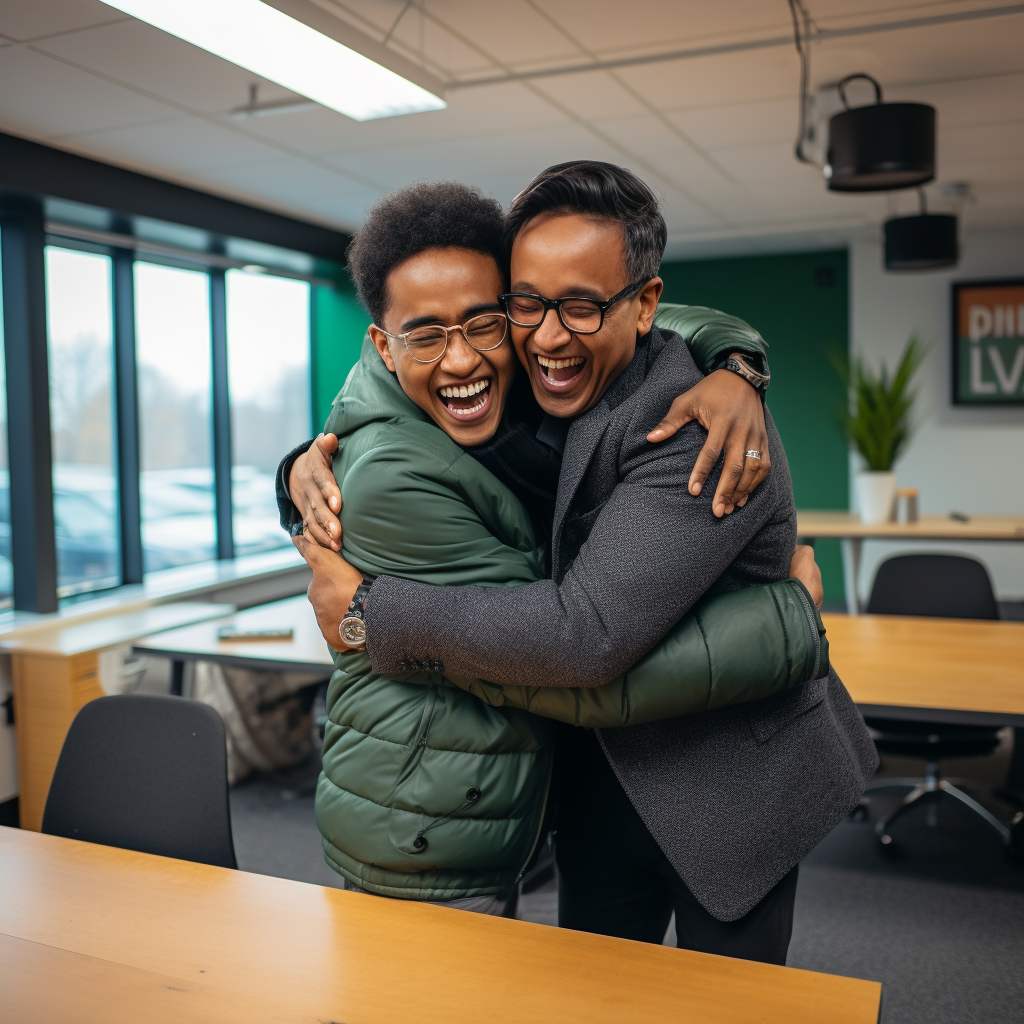 Ashneer Grover hugging male startup founder photo