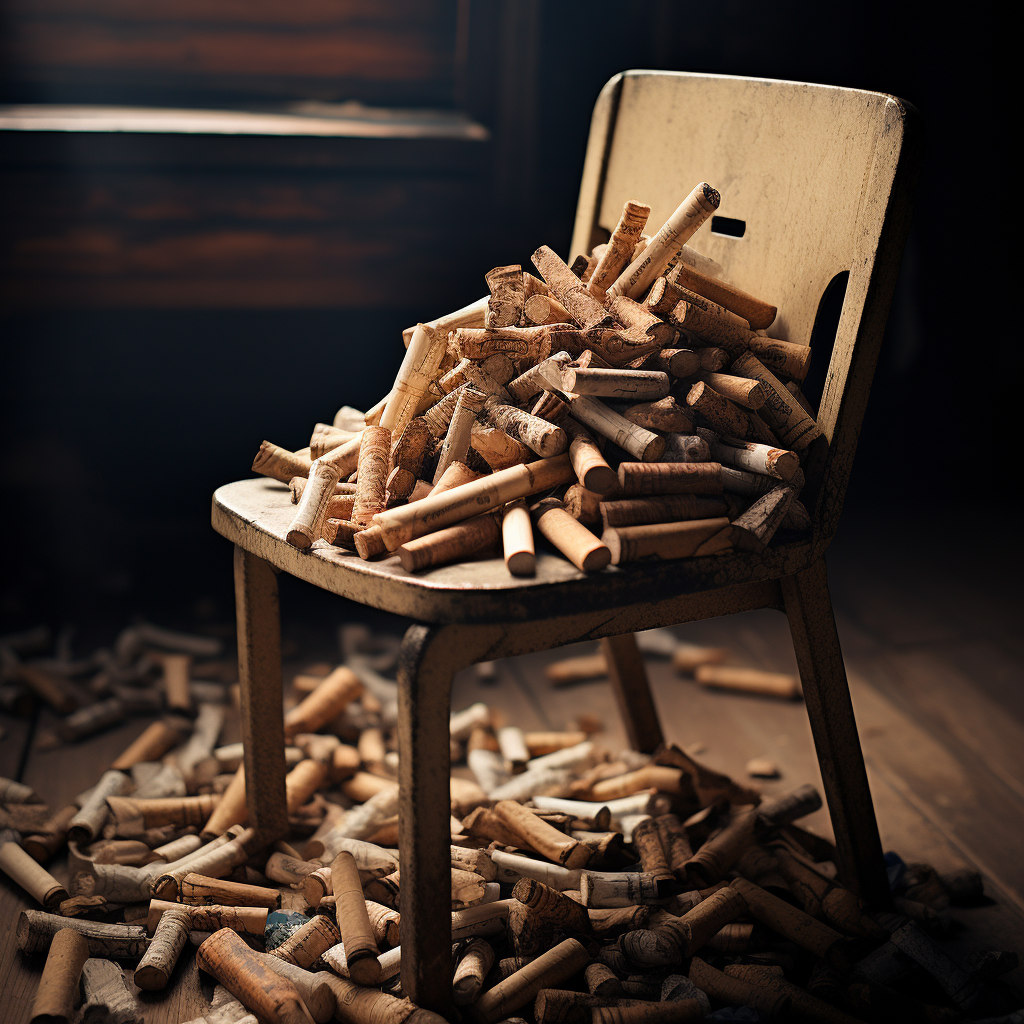 Vintage ashtray on school chair