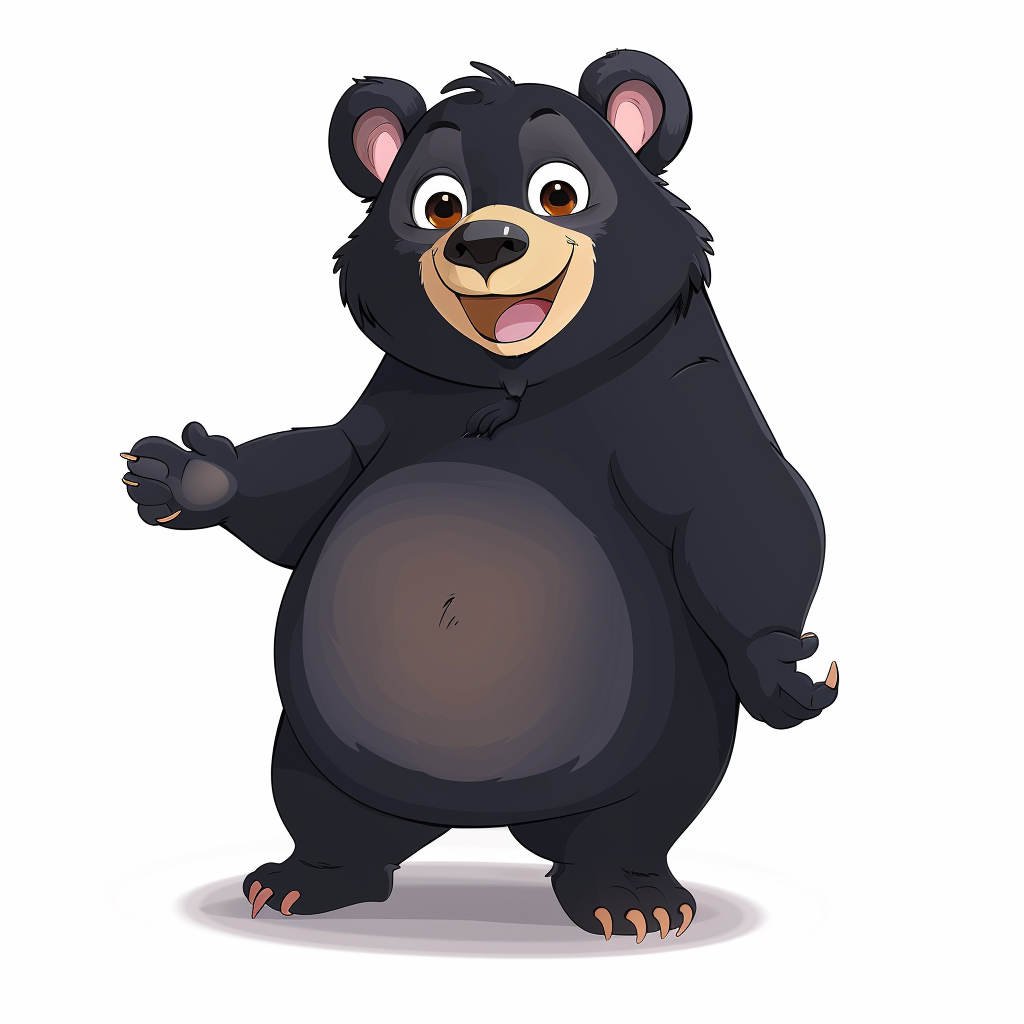 Cute Asian Black Bear Cartoon