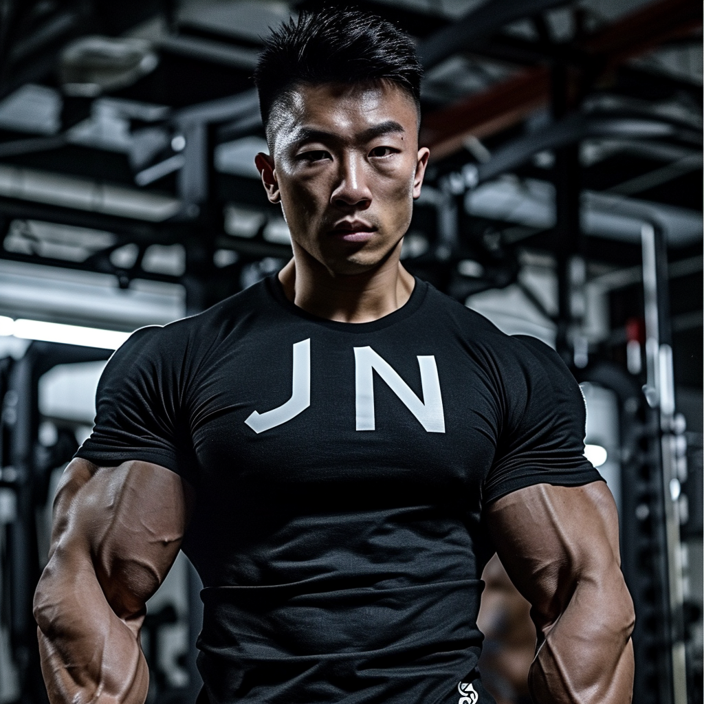 Asian Bodybuilder in JN Shirt