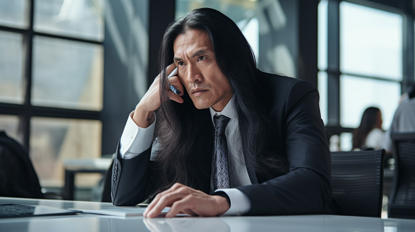 Asian consultant listening to clients in boardroom