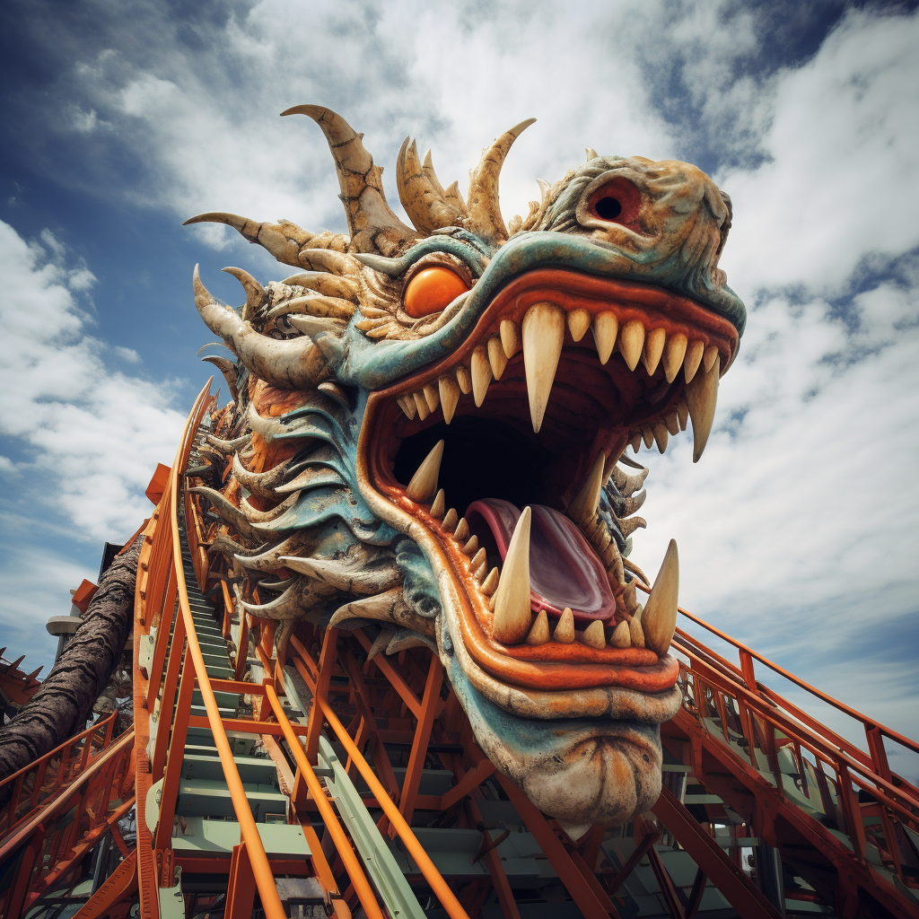 Rollercoaster Ride with Asian Dragon Head