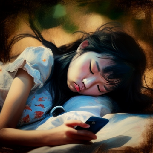 Young Asian girl engrossed in mobile phone .