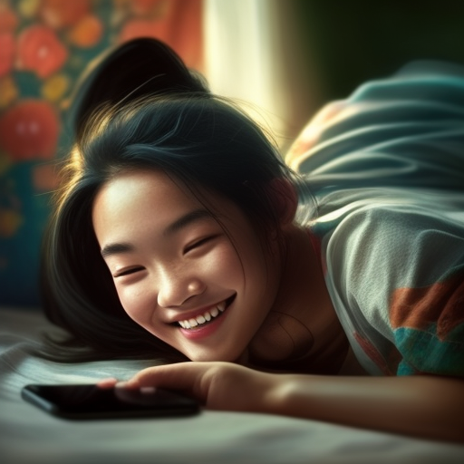 Asian girl playing with mobile phone