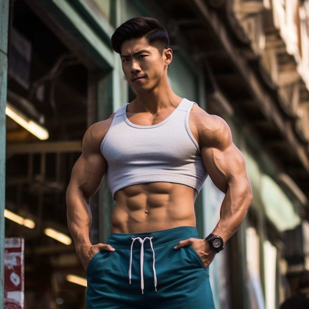 Asian Guy with 6 Packs