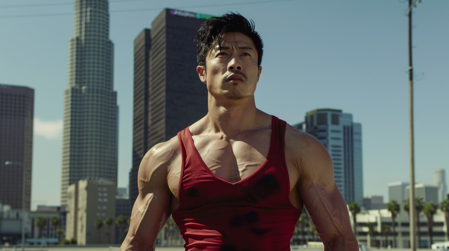 Asian hero with muscles