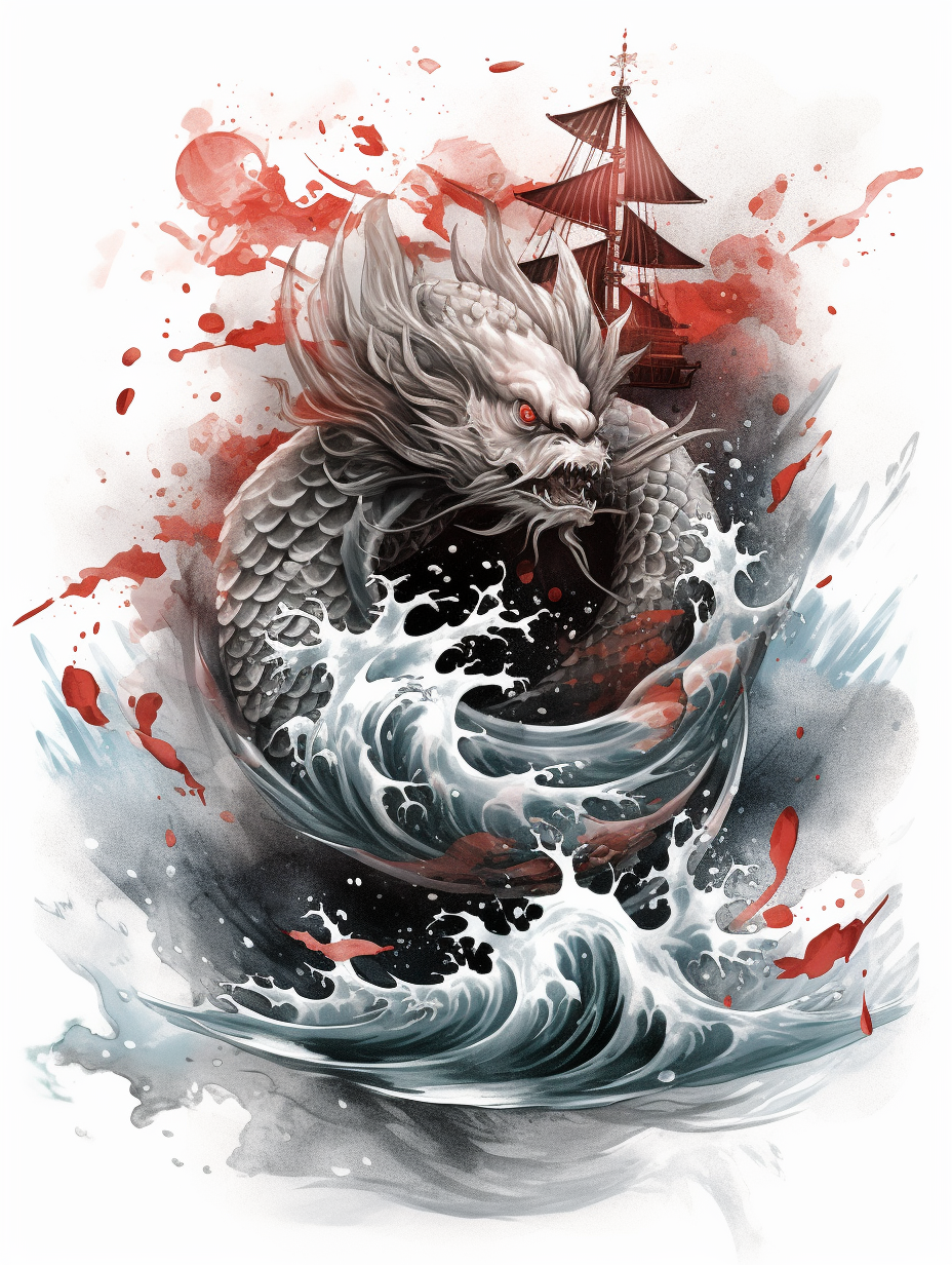 Asian koi fish swimming in turbulent sea