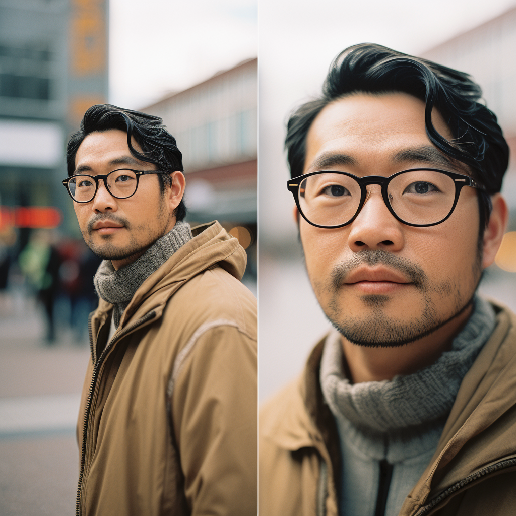 Asian man with glasses in Oslo Norway