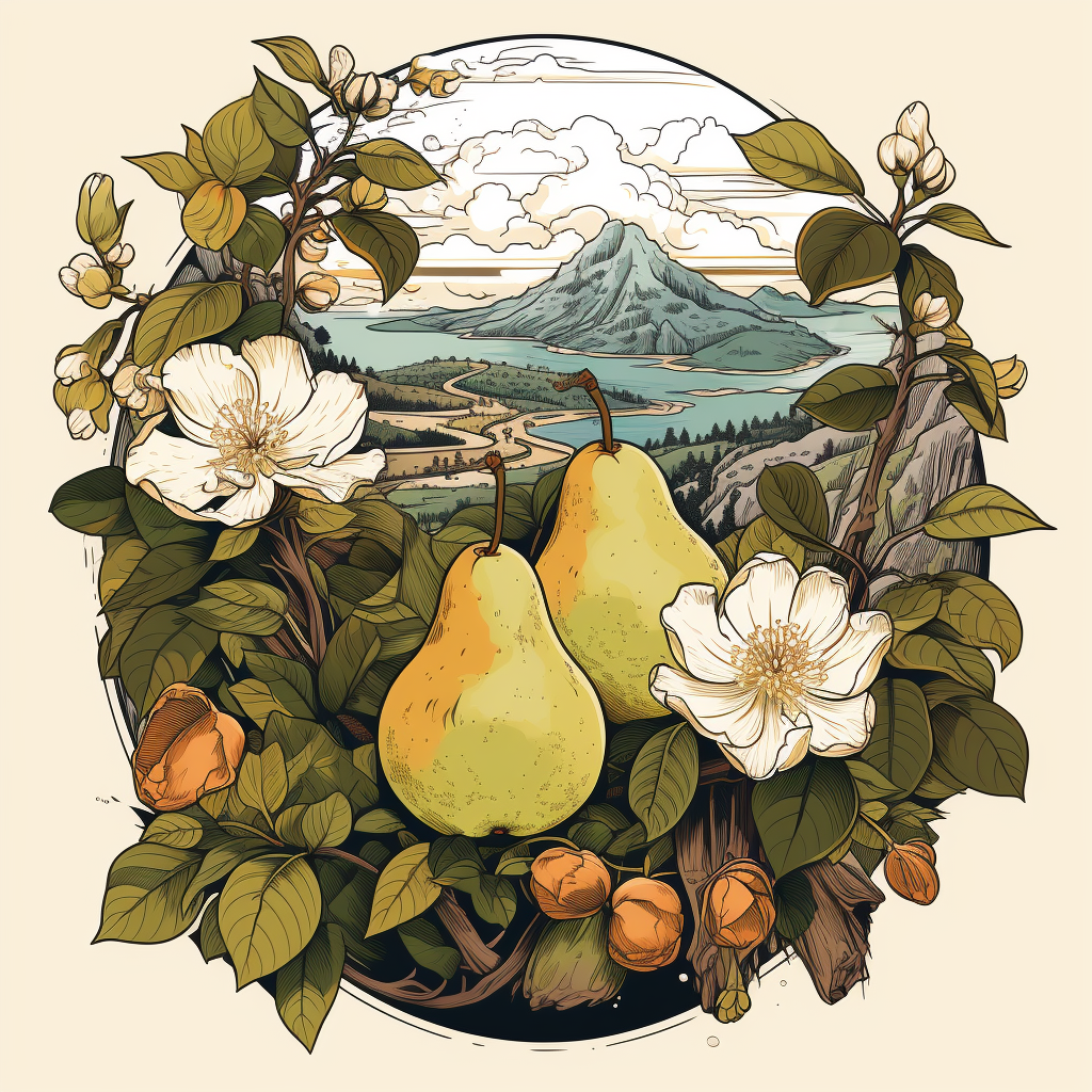 Asian Pear Sticker T-shirt Design