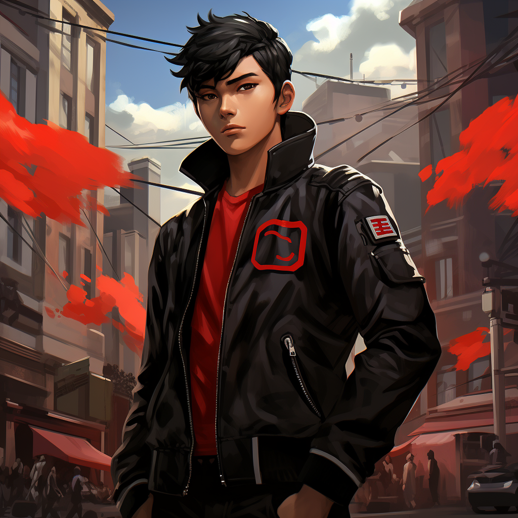 Asian tech worker in San Francisco, bomber jacket