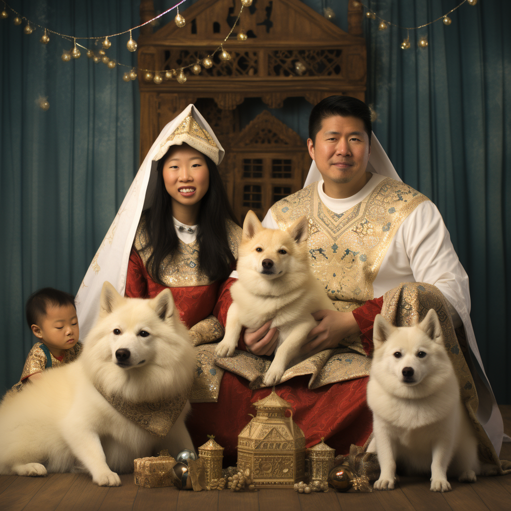 Mixed Asian and White Family Celebrating Christmas