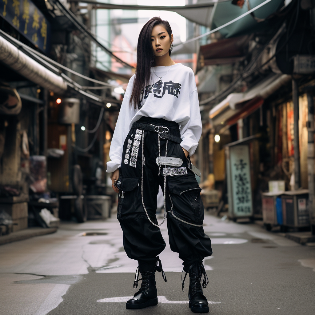 Stylish Asian women in Japanese street wear