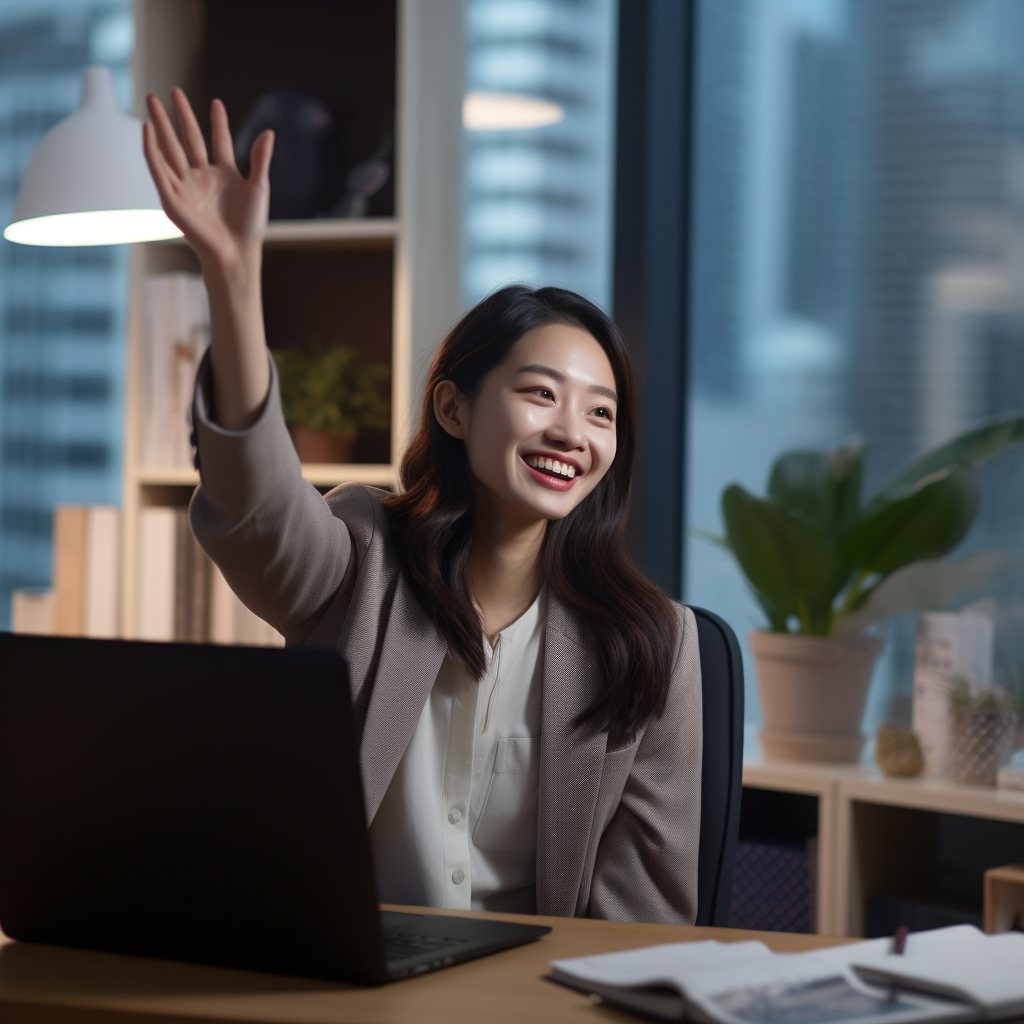 Asian girl on virtual call