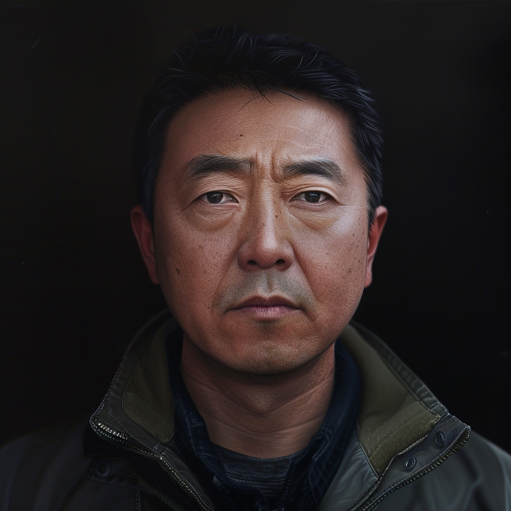 Asian man judging photorealistic image