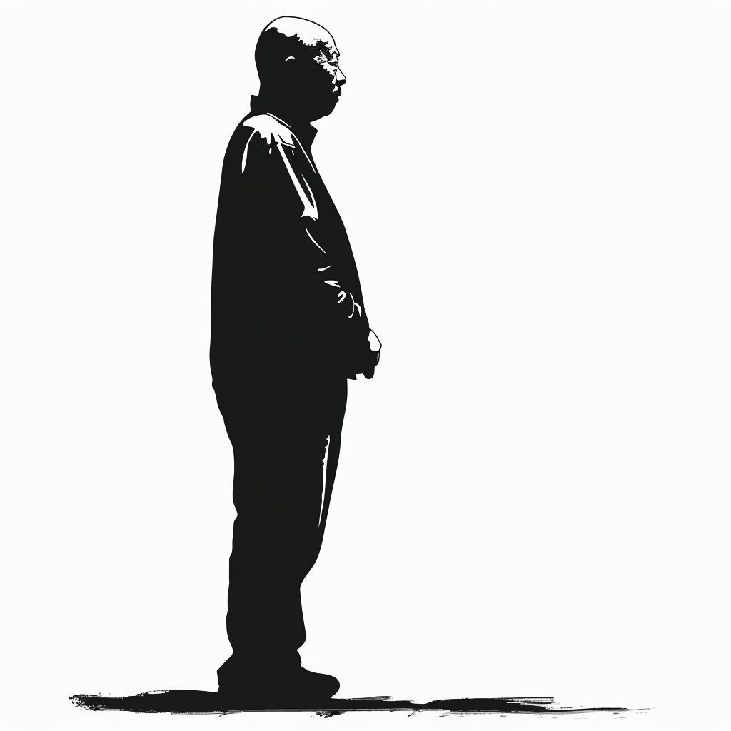 Asian man silhouette on white background