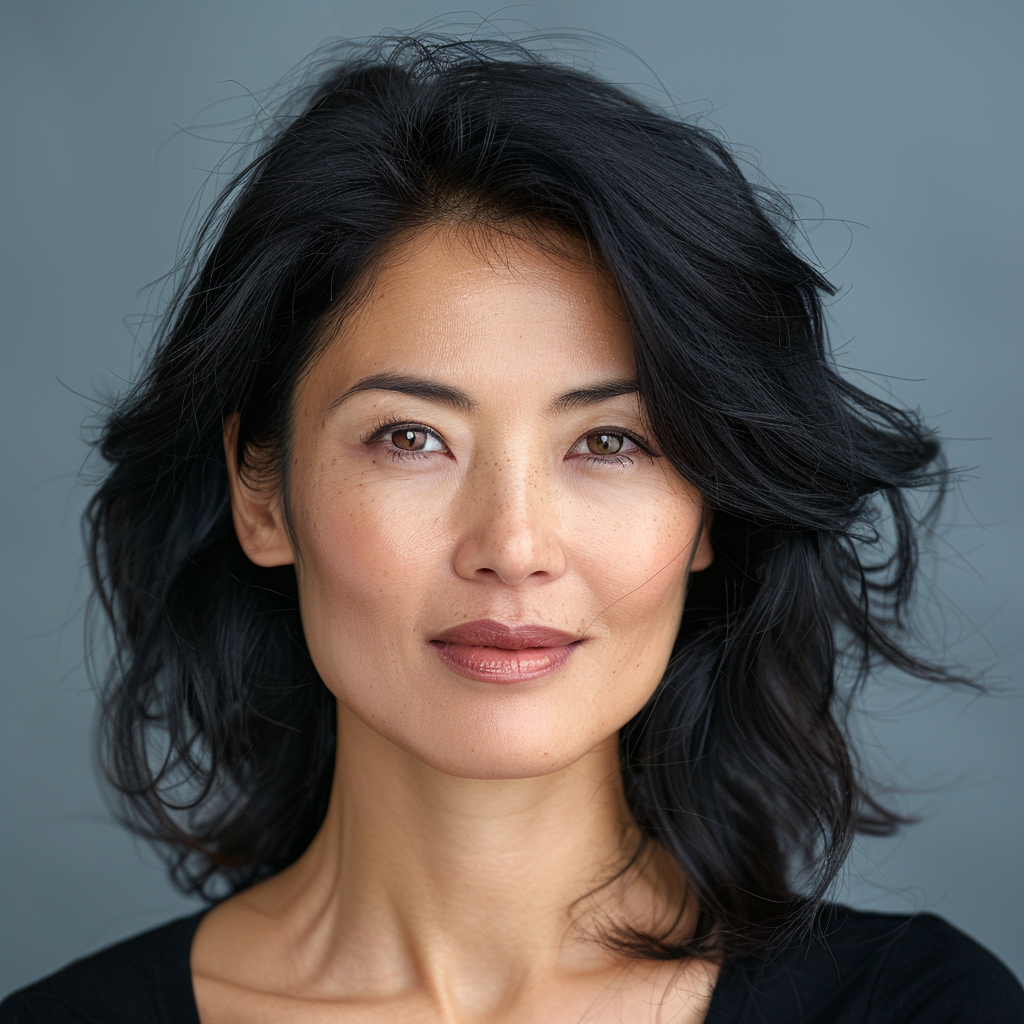 Asian woman smiling middle-aged