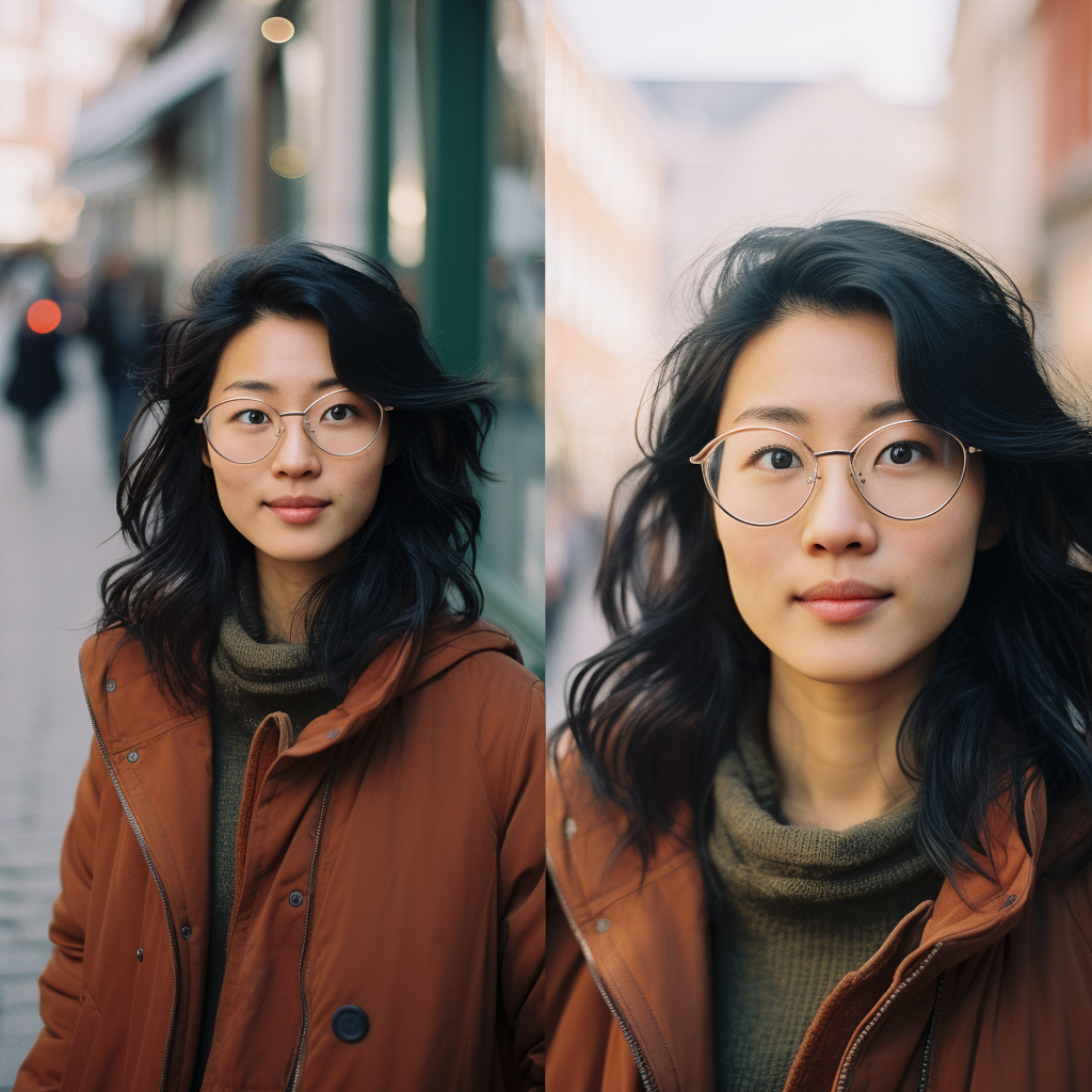 Asian woman wearing glasses in Oslo Norway