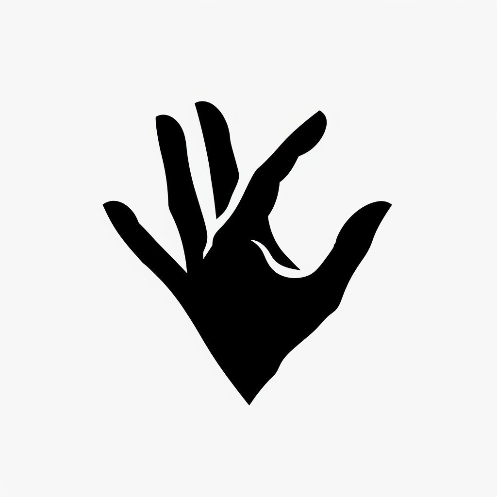 Minimal black on white ASL love hand symbol