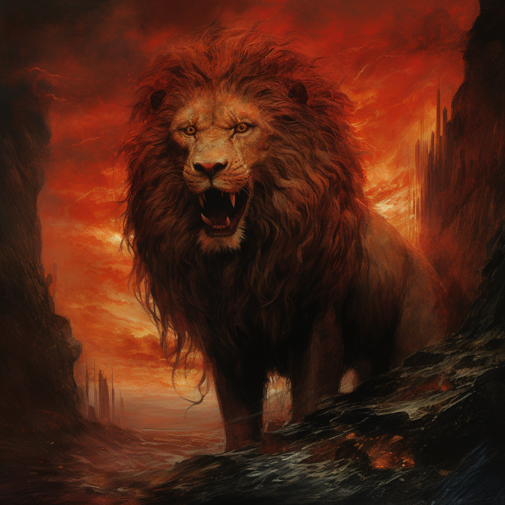 Mystical Aslan in Beksinski art