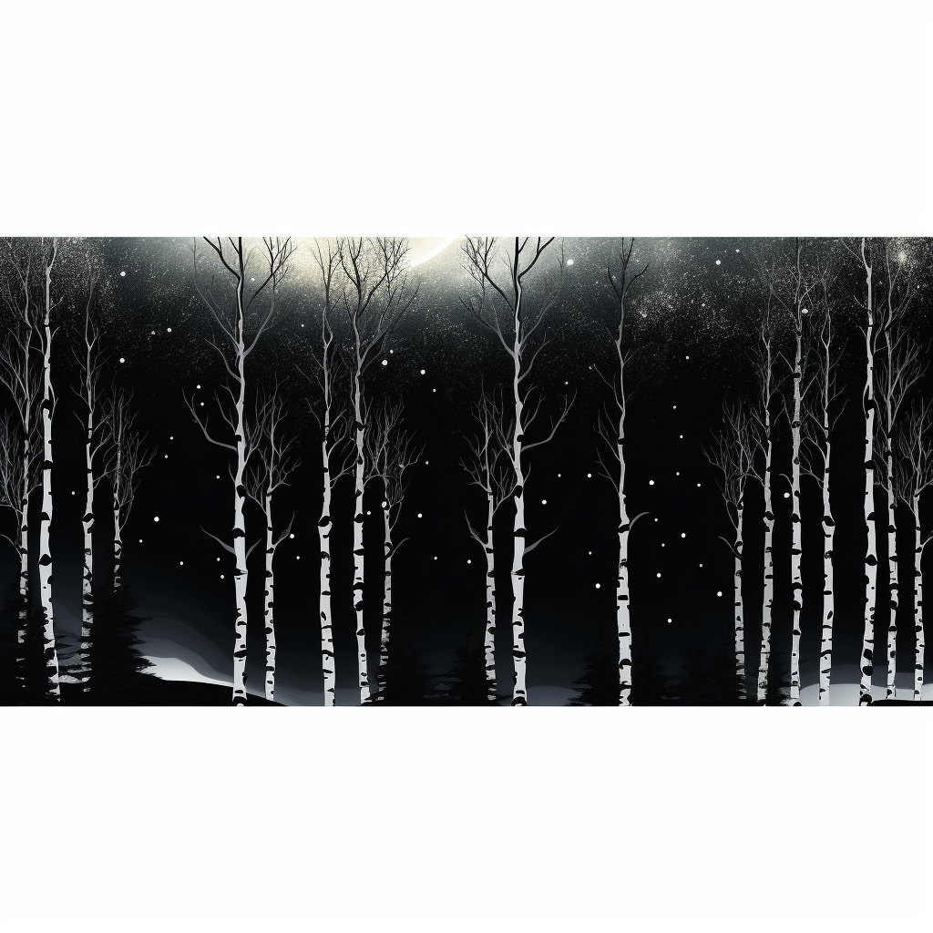 Silhouette of an Aspen Forest at Night