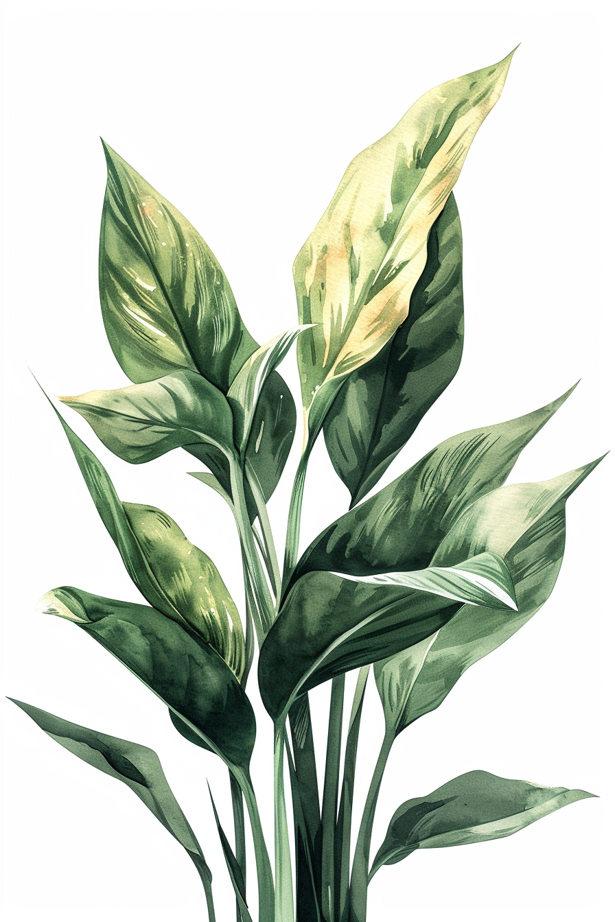 Aspidistra Illustration Acrylic Drawing Muted Pastel Colors