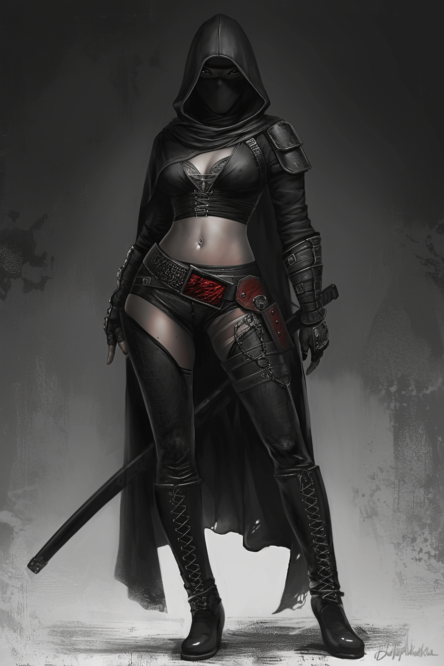 Assassin woman pin-up artwork