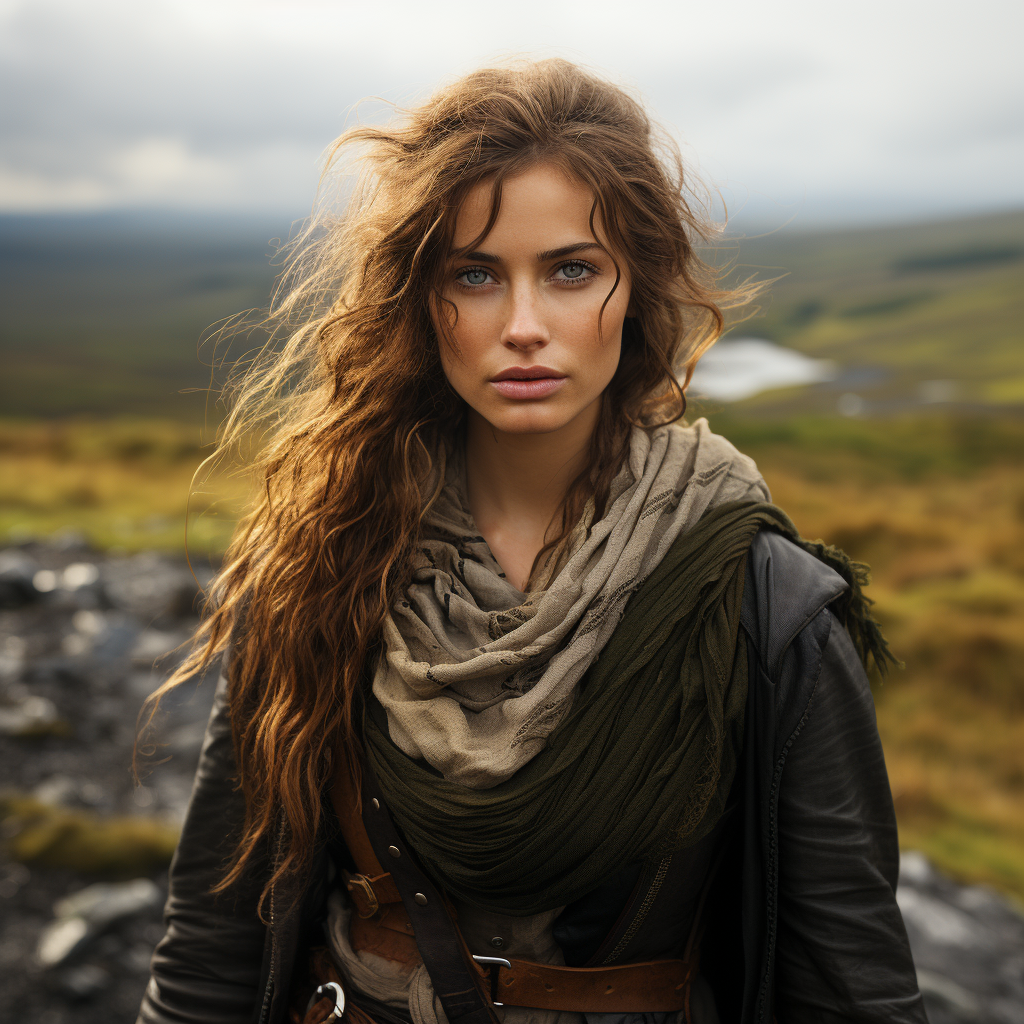 Female character exploring Ireland landscapes