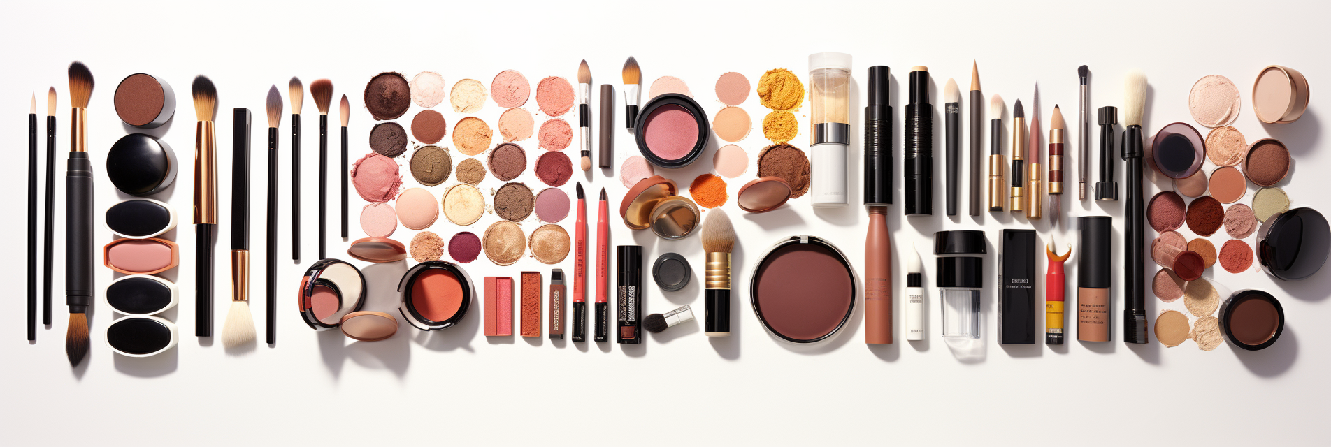 Makeup Selection on White Background