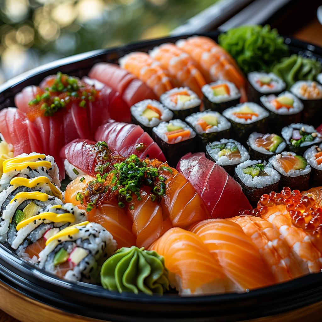 Assorted Sushi Platter Closeup