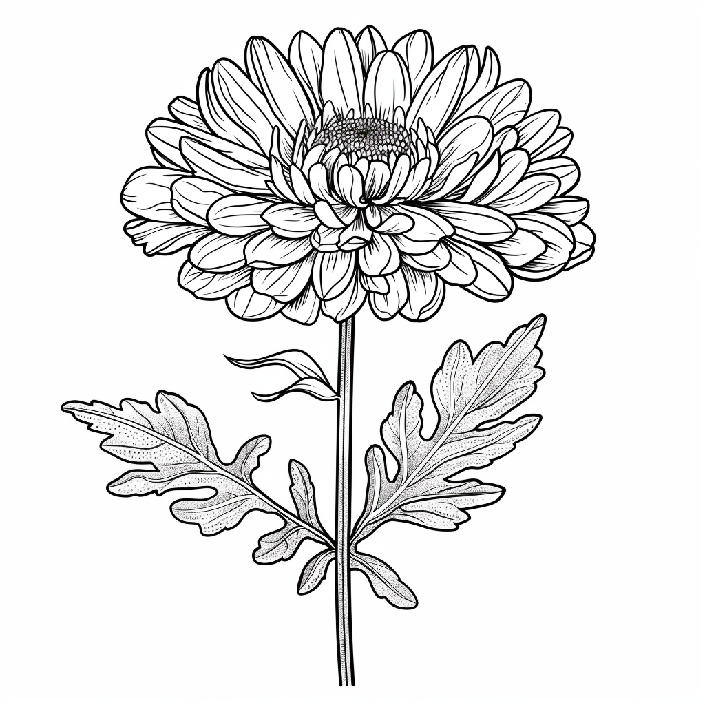 White background aster flower outline