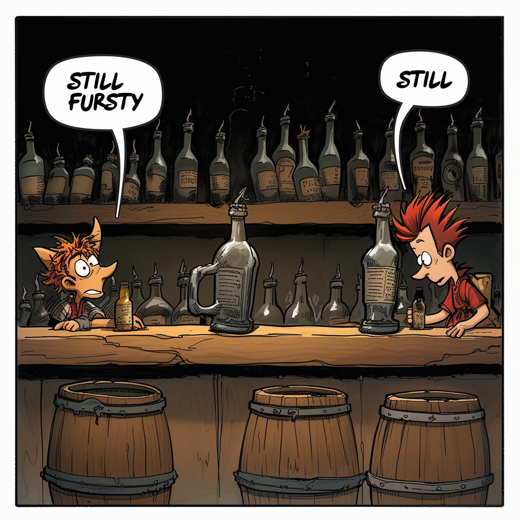 Asteria and Obelix at a Bar