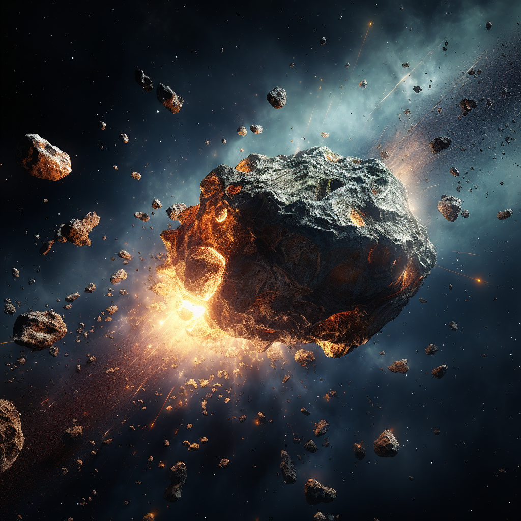 Asteroid being harvested for resources