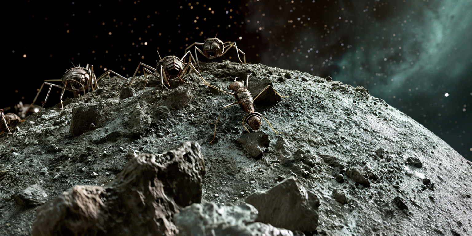 Asteroid robot ants surface image