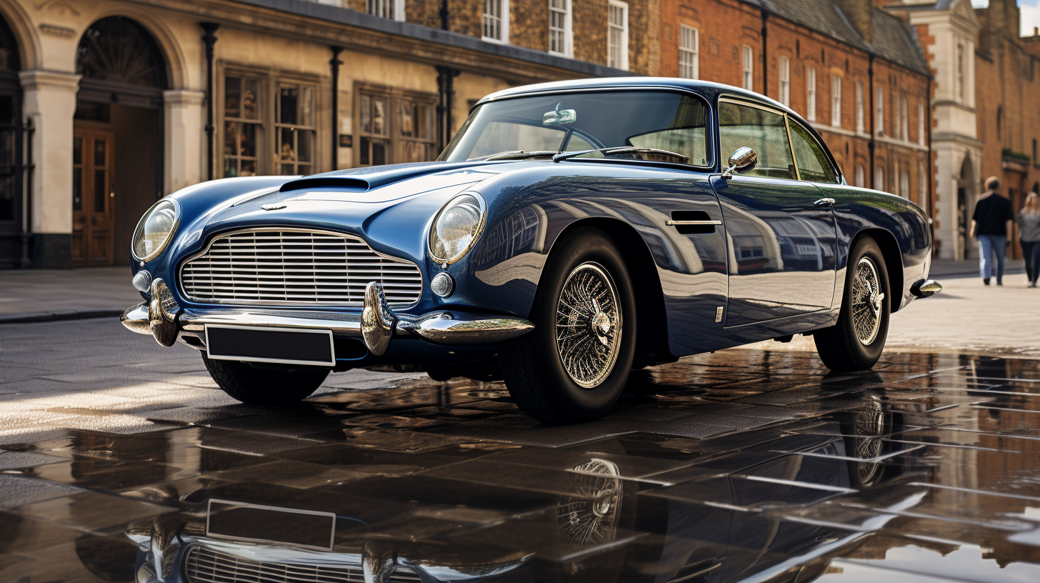 Photorealistic Aston Martin DB5 in blue