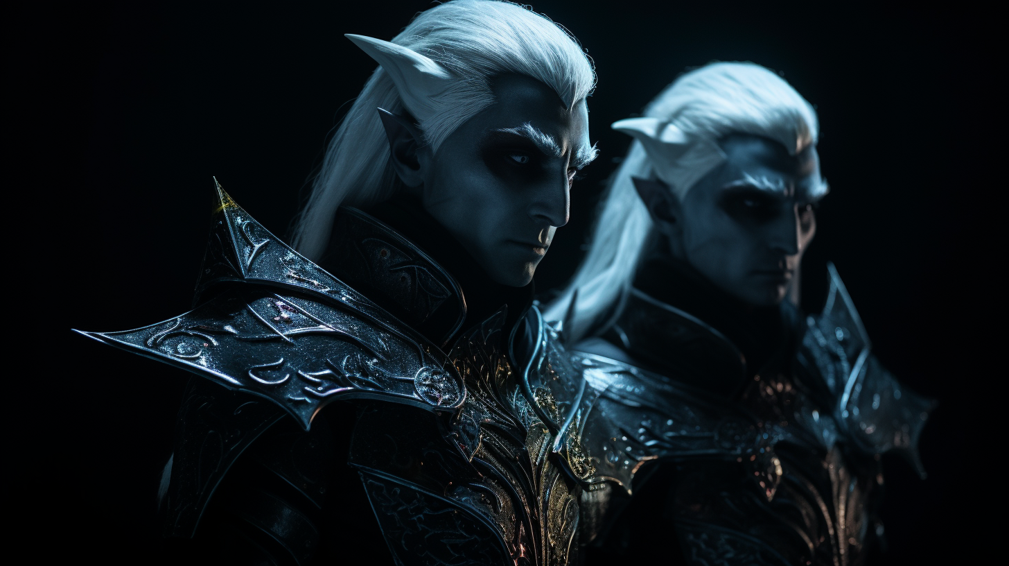 Two stern astral elf guards