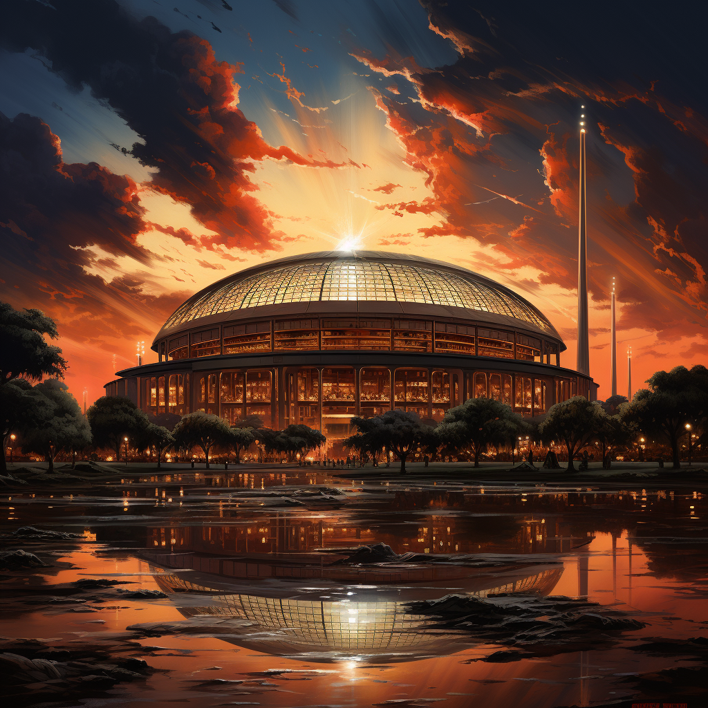 Stunning Astrodome Sunset with Photorealistic Glow