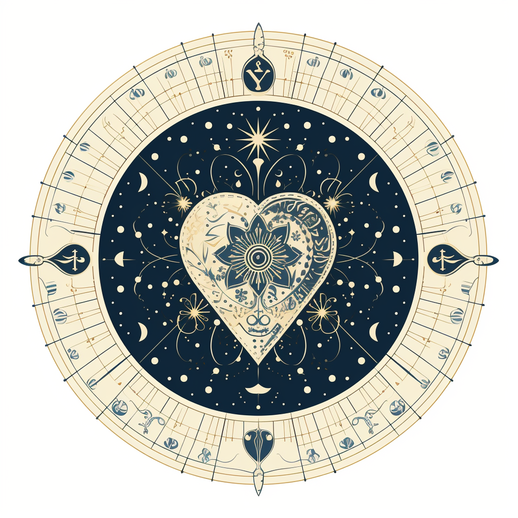 Astrology heart shape in Renaissance flat minimalist design