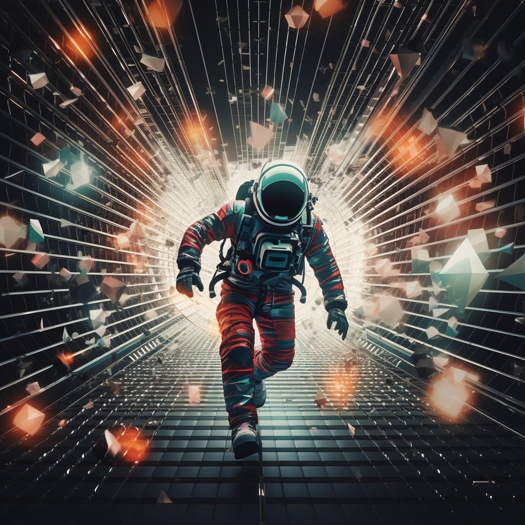 Astronaut Escaping Fears in Moody Setting