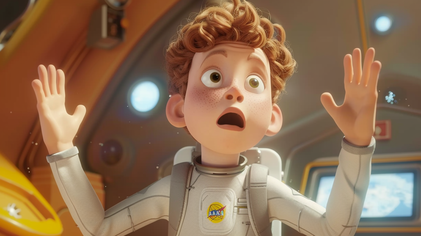 astronaut boy talking to boy 3D