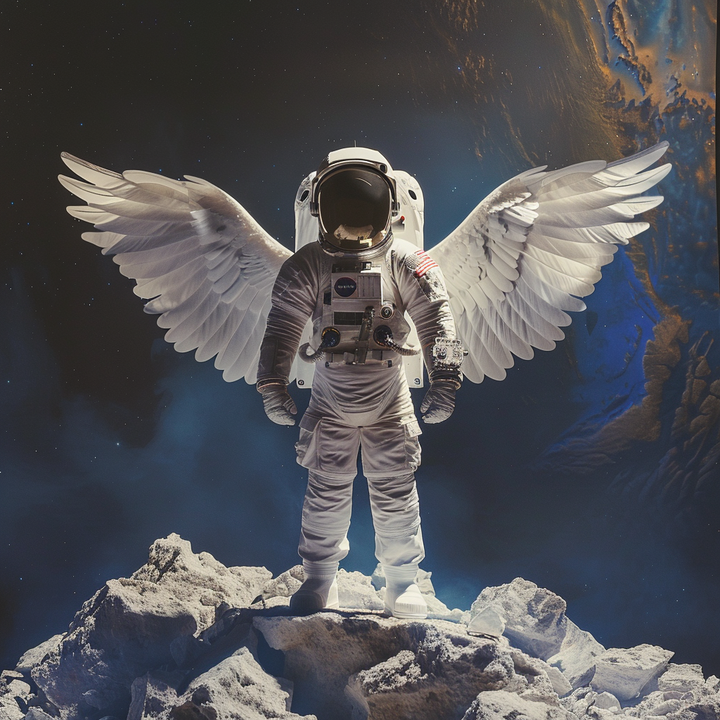 astronaut boy wings space