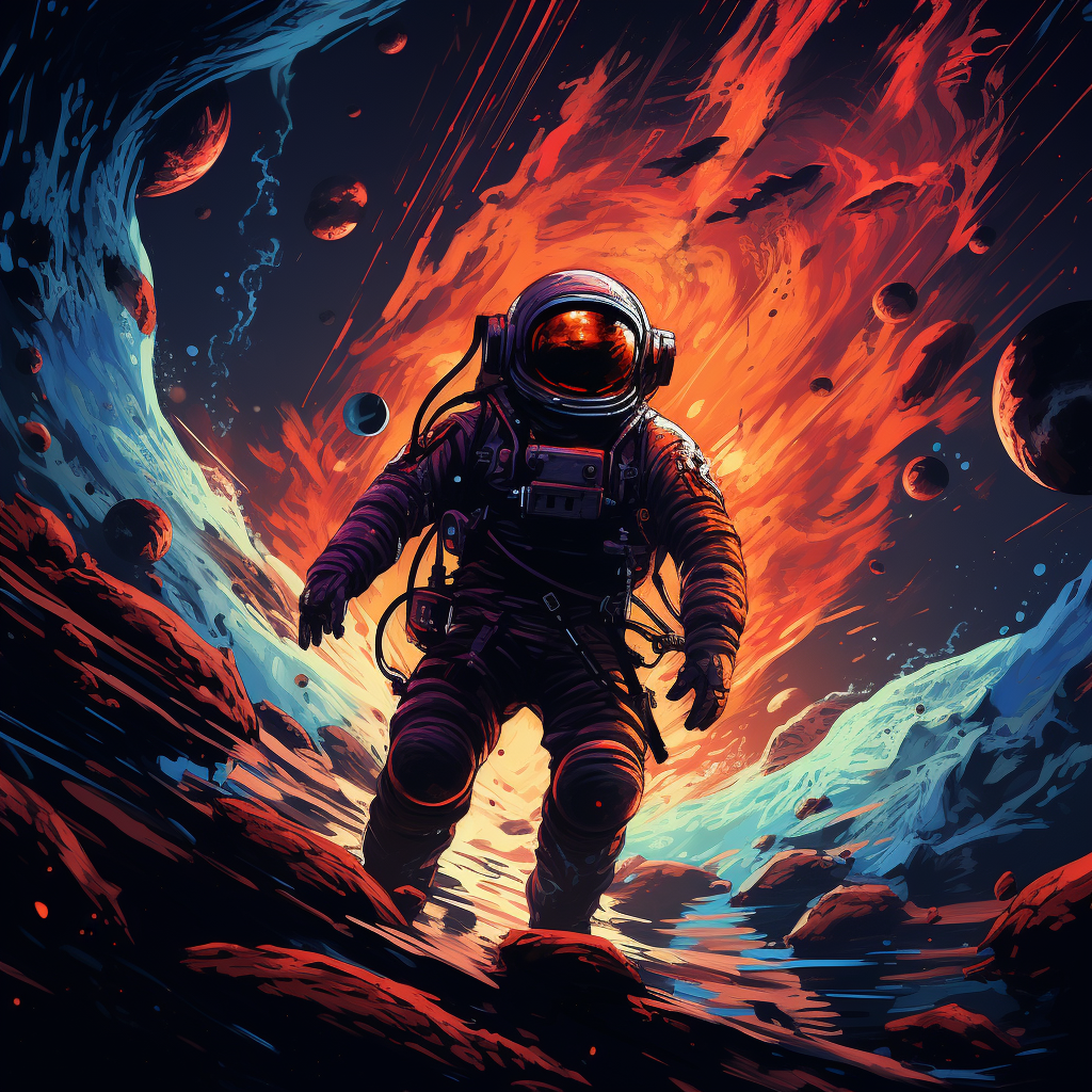 Astronaut being chased by demons