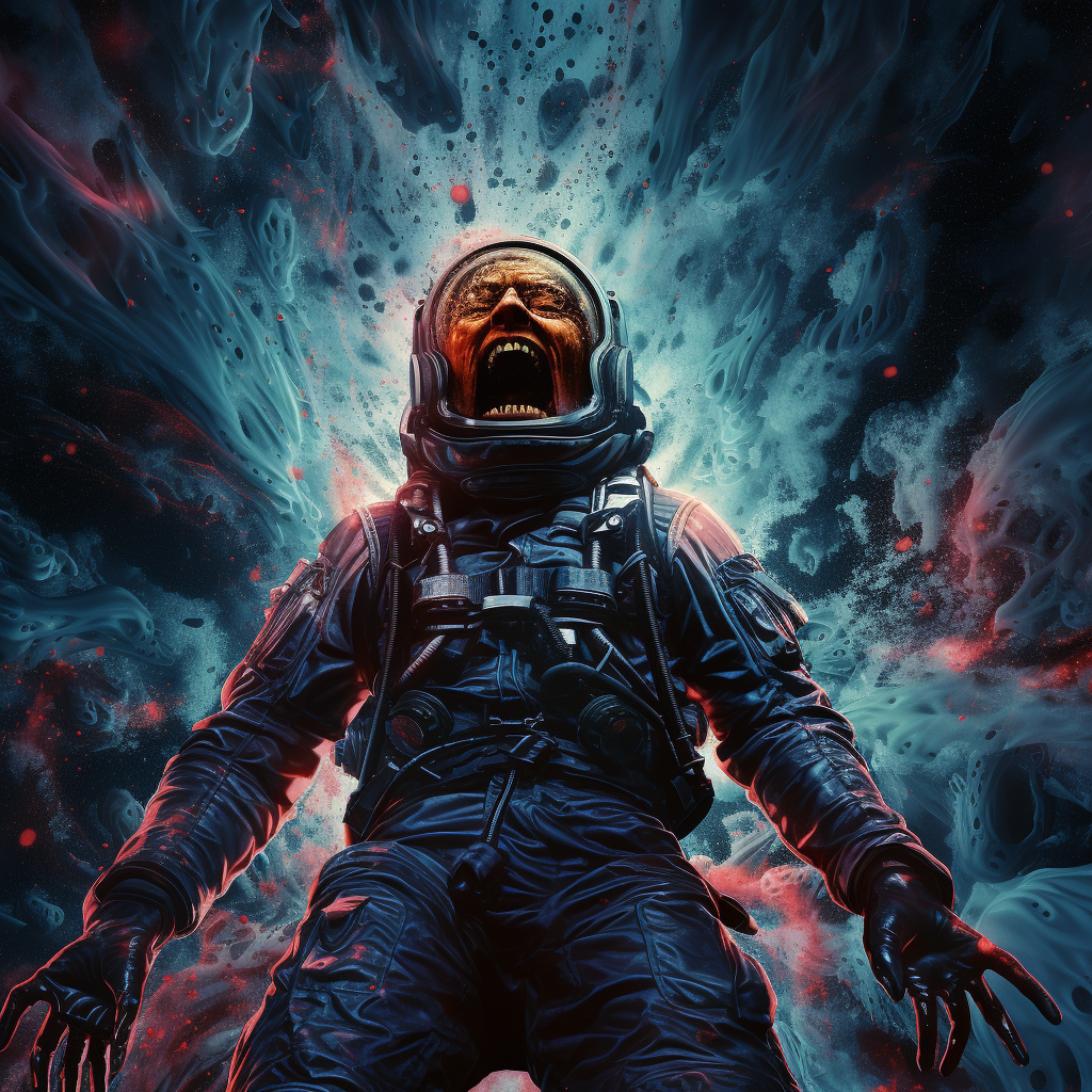 Astronaut Floating Outerspace Zombie Screaming