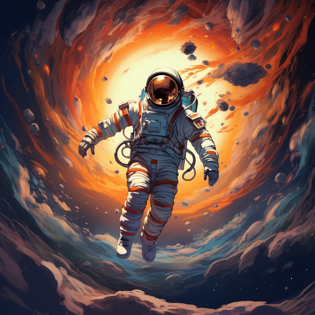 Astronaut floating in space, Looney Tunes