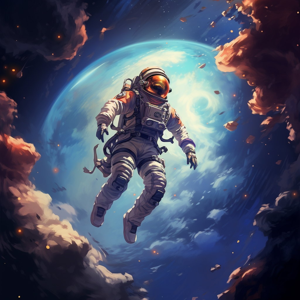 Astronaut floating in space