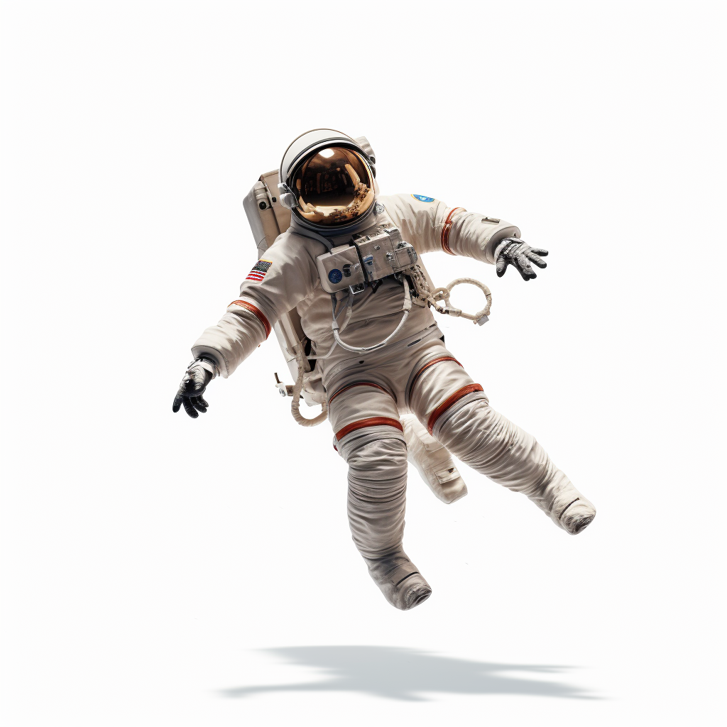 Astronaut floating white background