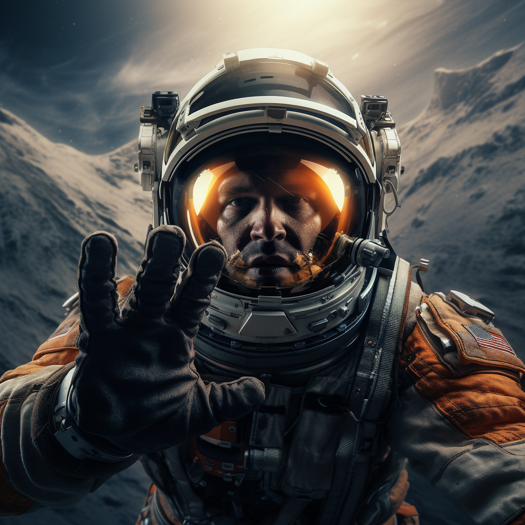 Astronaut wearing gloves in 3D style