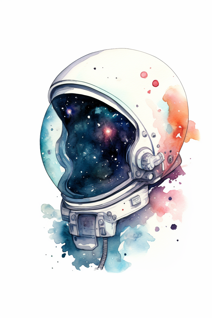 Astronaut Helmet Graphic on White Background