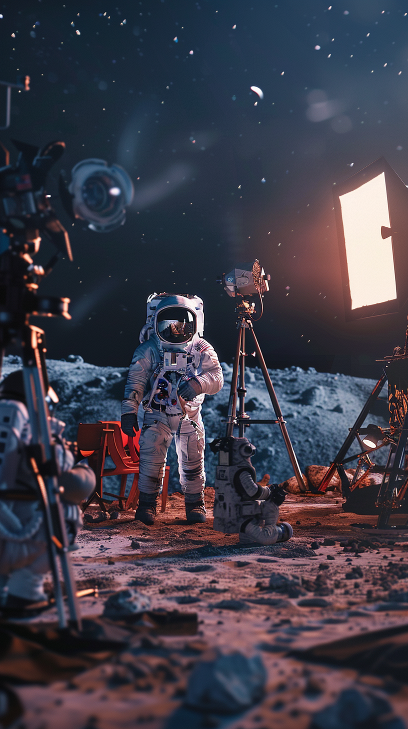 Astronaut on lunar film set