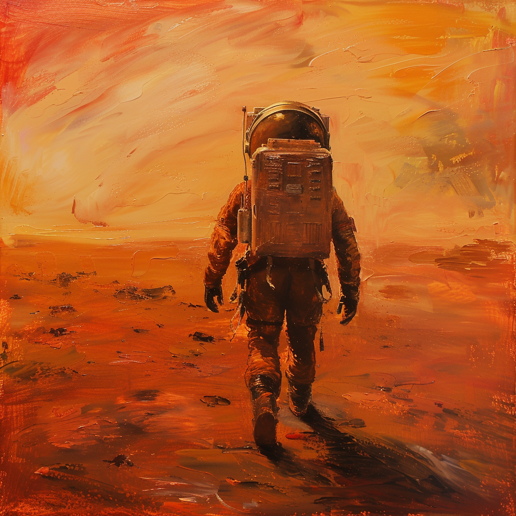 astronaut on Mars painting art