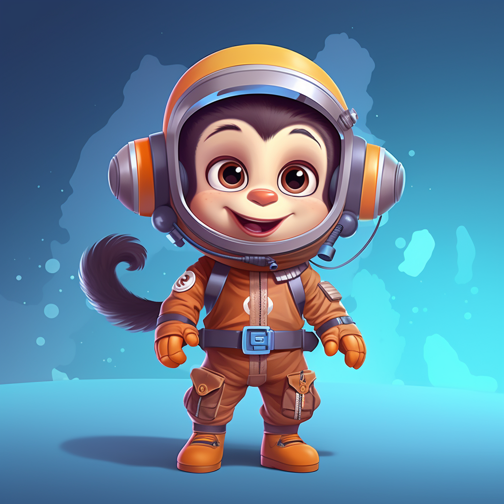 Cute Astronaut Monkey Cartoon Character